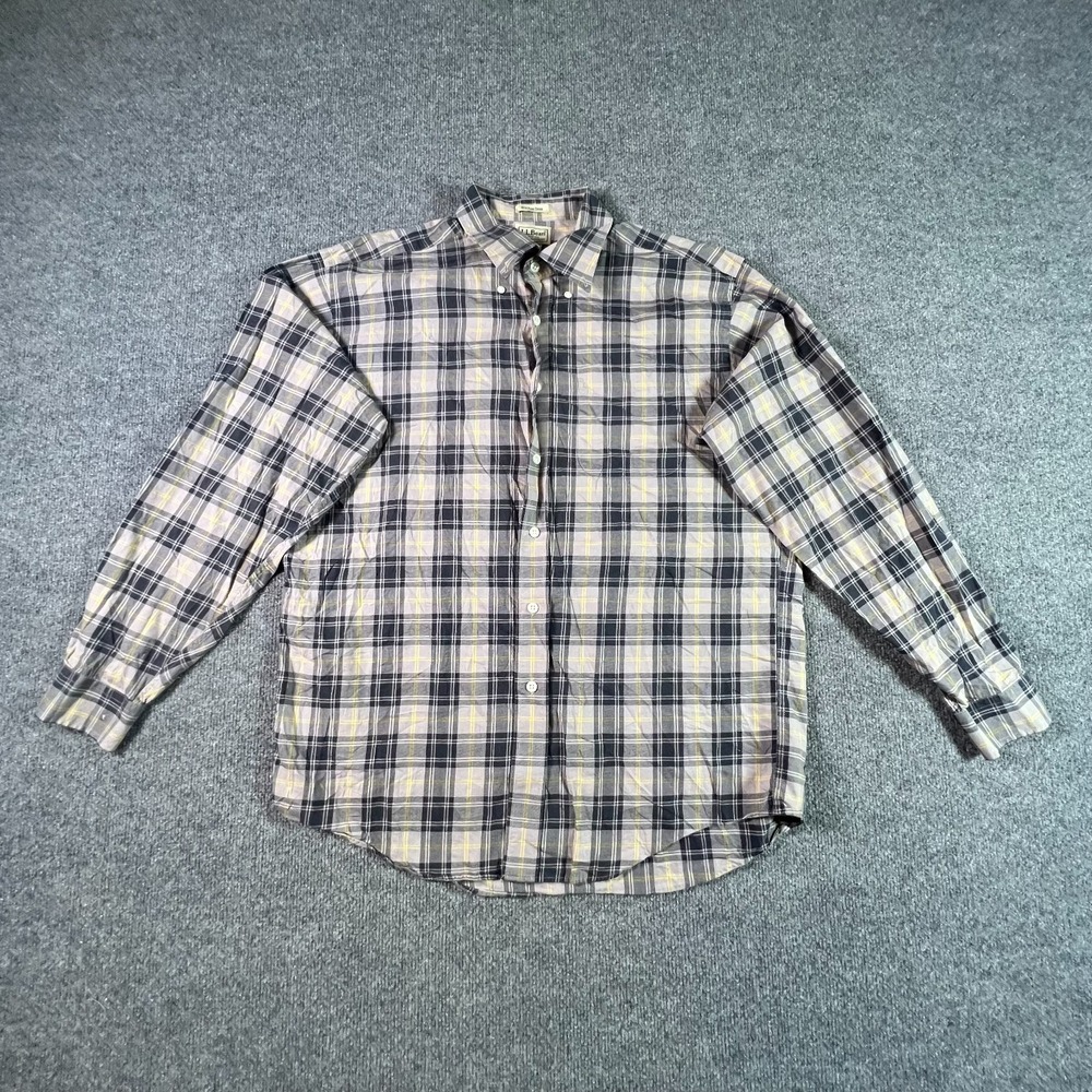 L.L. Bean Shirt Mens Large Reg Multi West Point Tartan Plaid Button-Down Casual